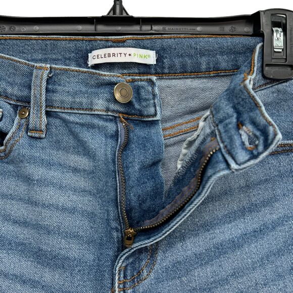 Celebrity Pink JRS SZ 7/28 Jeans Hi-Rise Stretch Frayed Hems Distressed Rip Blue - Picture 4 of 12